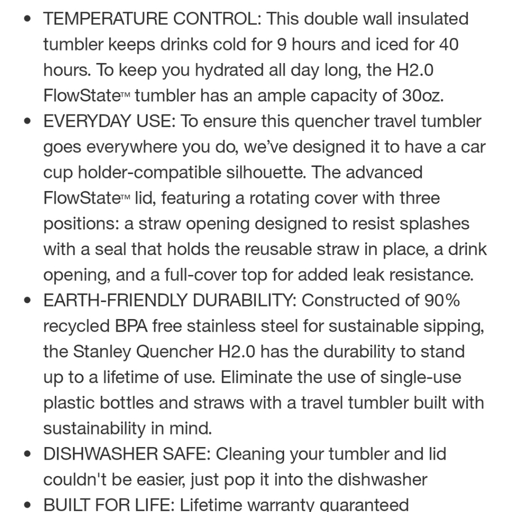 STANLEY FLOWSTATE H20 QUENCHER NWT - Picture 2 of 2